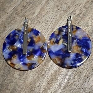 Blue and Brown Marbled Earrings